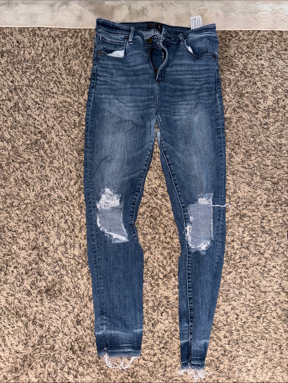 Abercrombie & Fitch Distressed Skinny Jeans - Blue Wash